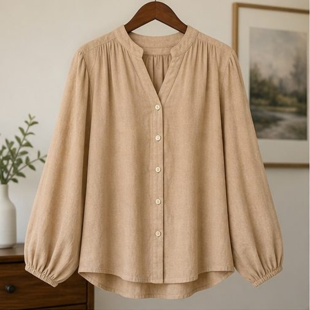 Camel Button Blouse